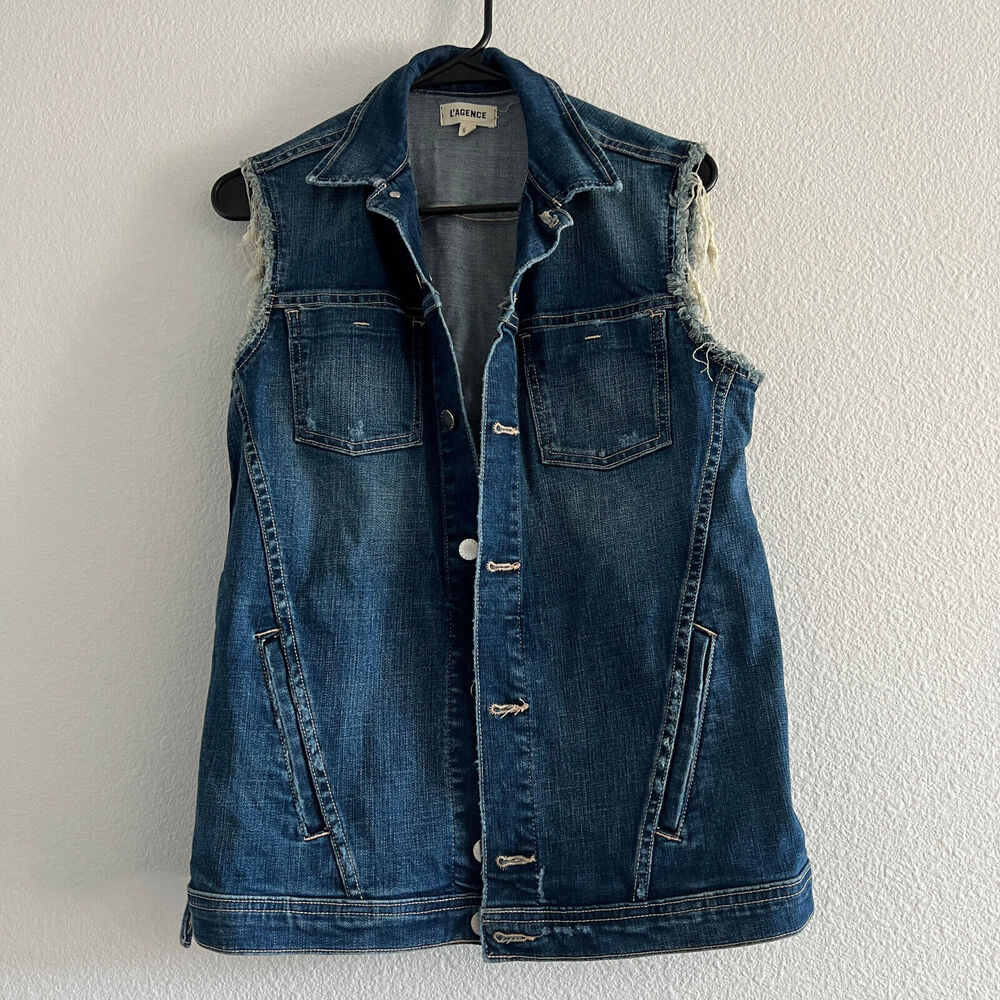 L'Agence Denim Vest Womens Small Bonnie Blue